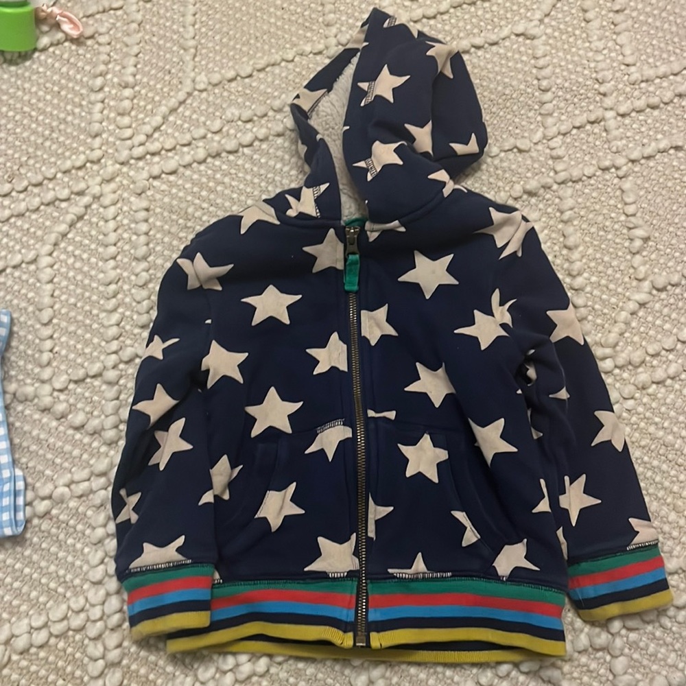Mini Boden Star Fleece Hoodie 2-3T